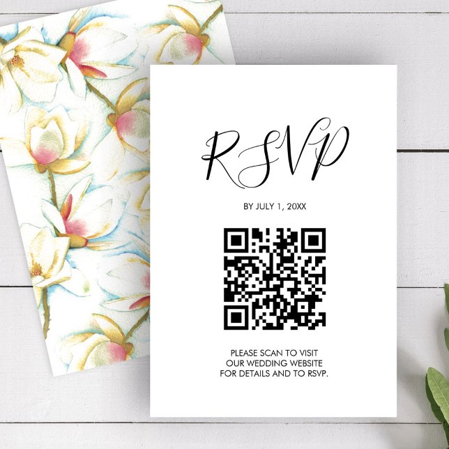 Code QR Mariage RSVP Floral Enclôture Card (QR code Wedding RSVP Floral Enclosure Card )
