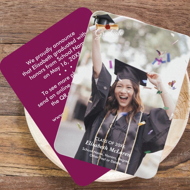 Code QR Mini Graduation Faire-part photo Insérer (QR Code Mini Graduation Photo Announcement Insert)