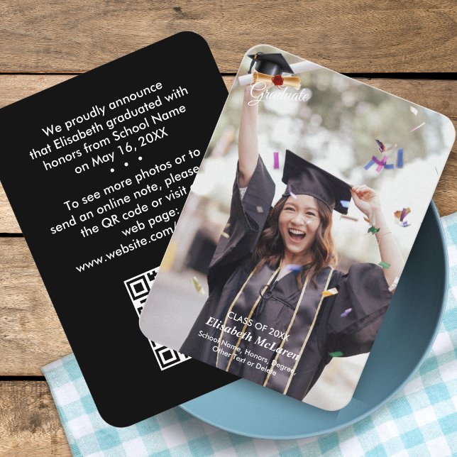 Code QR Mini Graduation Faire-part photo Insérer (2025 QR Code Graduation Photo Insert | Elegant & Mini  )