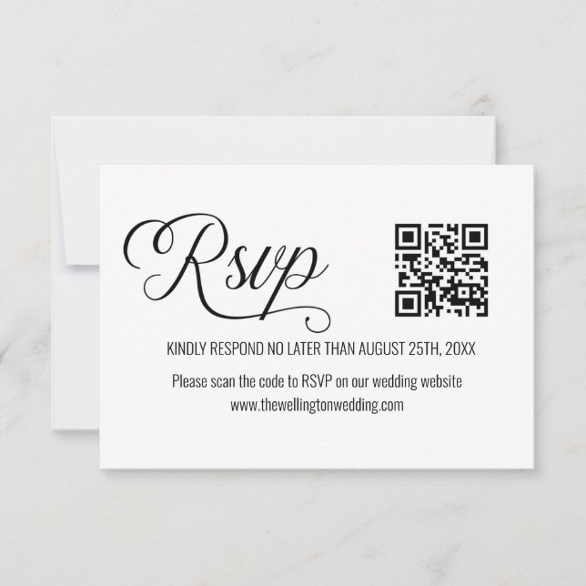 Code QR minimum Mariage noir et blanc RSVP (Devant)