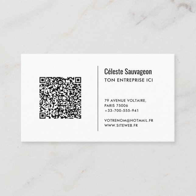 Code QR - Modèle de carte de visite  Business Card (Front)