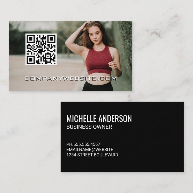 Code QR | Modèle de femme Carte de visite (Devant / Derrière)