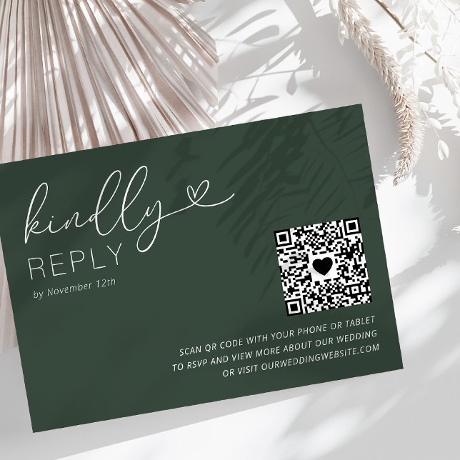 Code QR moderne Carte RSVP de mariage vert (Créateur téléchargé)
