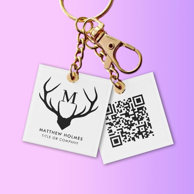 Code QR moderne Monogramme Balayer moi Professionn (Modern QR Code Monogram Scan me Professional Keychain)