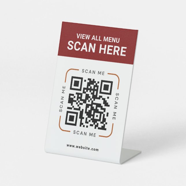 Code QR moderne | Panneau de table de menu numériq (Recto)