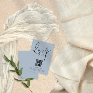 Code QR moderne Script Mariage Dusty Blue carte RS