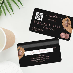 Code QR Nails Technicien Carte de crédit Rose Gold