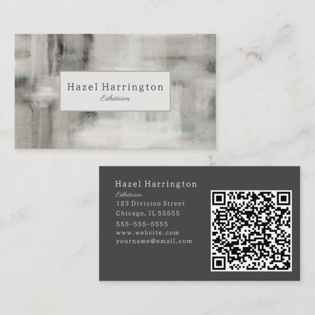Code QR Neutre Carte de visite Abstrait gris doux (Devant / Derrière)