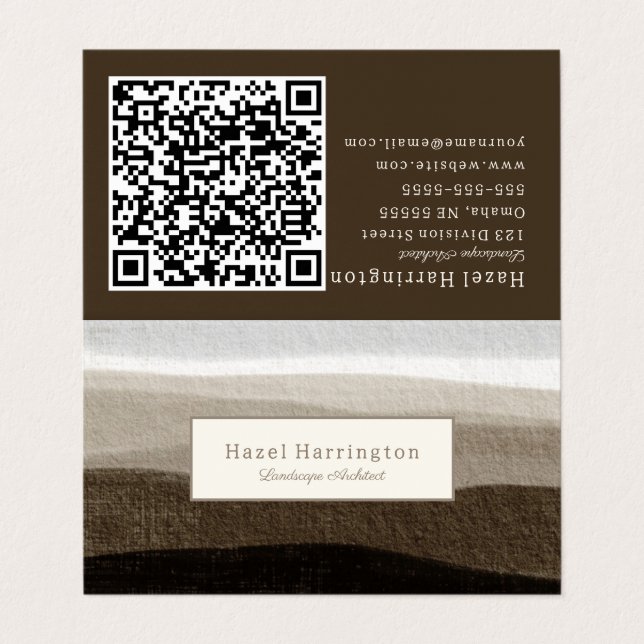 Code QR neutre Plié Carte de visite Brown Tan (Extérieur déplié)