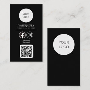 Code QR noir moderne Carte de visite des médias so