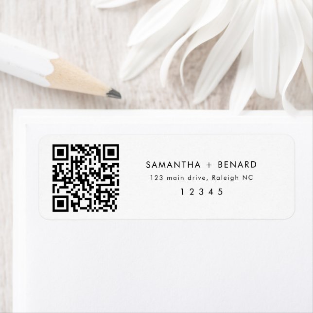 Code QR Noms de Couple Adresse de Retour de Mariag (En situation)