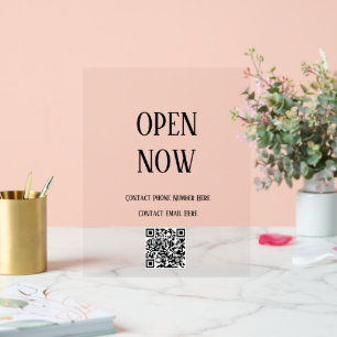 Code QR Open Sign Custom Typography Minimal Cool