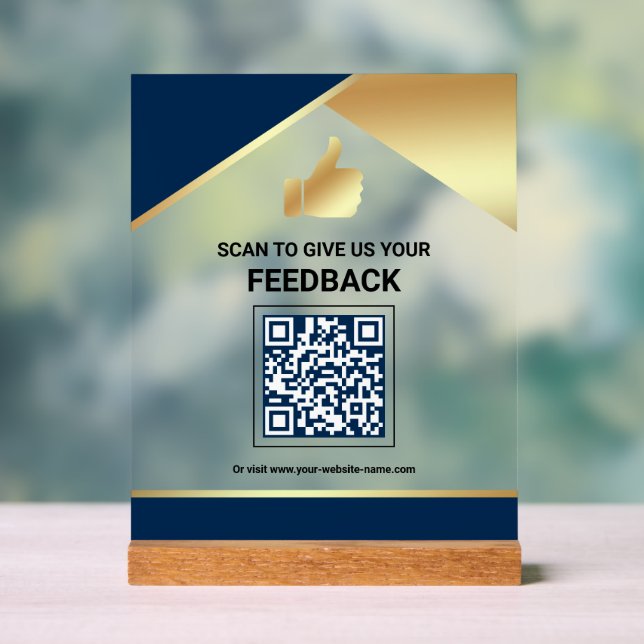 Code QR Or Avis de Commentaires de Client de Bleu  (Neutre)