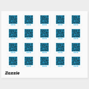 Code QR personnalisable SCAN ME bleu Carré Sticker