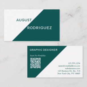 Code QR personnalisé Carte de visite blanc Turquoi