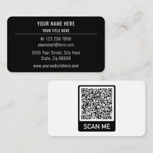 Code QR personnalisé Carte de visite noir et blanc