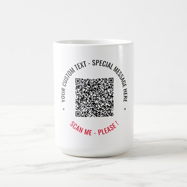 Code QR personnalisé et mug de café texte (Centre)