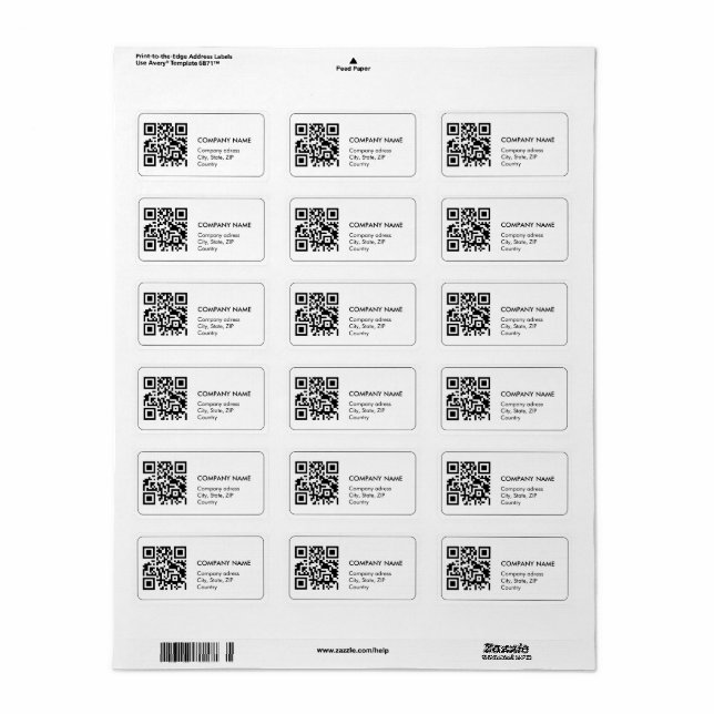 Code qr personnalisé Étiquette de adresse d'entrep (Feuille entière)