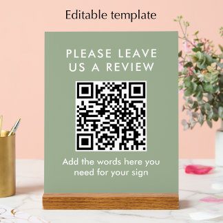 Code QR personnalisé vert sauge moderne pour laiss