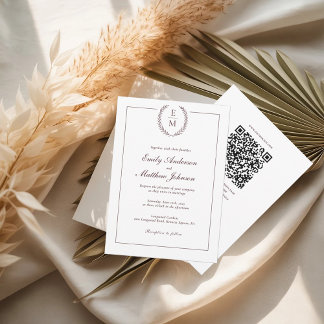 Code QR pour faire-part de mariage au laurier de B