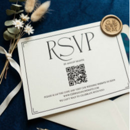 Code QR RSVP Écriture Élégante Mariage Noir Blanc