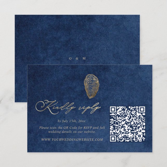 Code QR RSVP Mariage Océan Bleu Royal Navy  (Devant / Derrière)