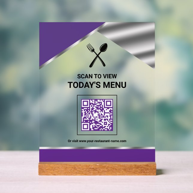 Code QR sans contact de restaurant Menu Violet (Neutre)