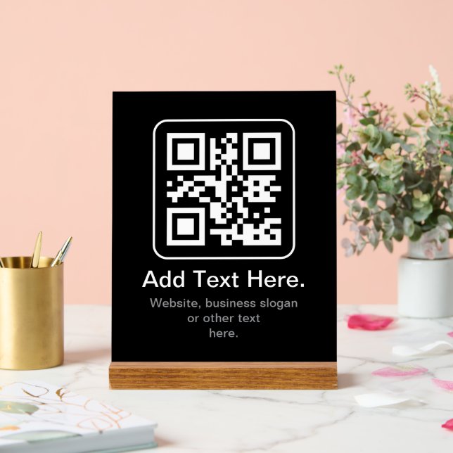 Code QR scannable moderne | Noir Blanc & Gris (Mariage)