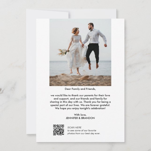 Code QR Script Mariage moderne Merci photo (Dos)