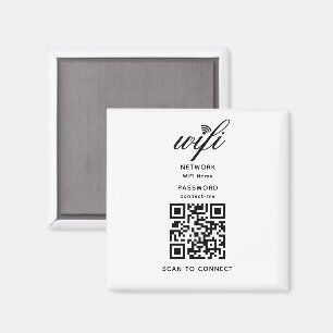 Code QR Wifi Mot de passe Internet Aimant Blanc