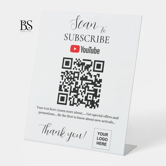 Code QR Youtube Abonnez-vous SIGNE CENTRALE (QR code Youtube Subscribe Pedestal Sign)