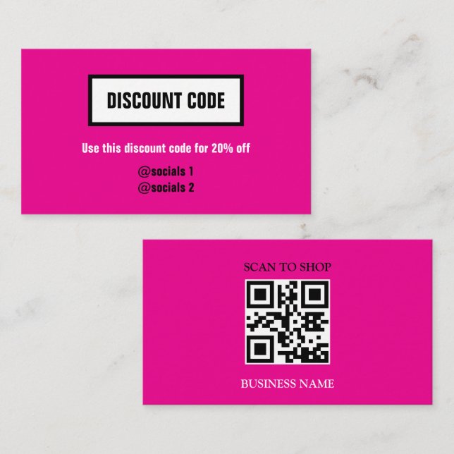 Code remise avec code QR, Carte de visite (Devant / Derrière)