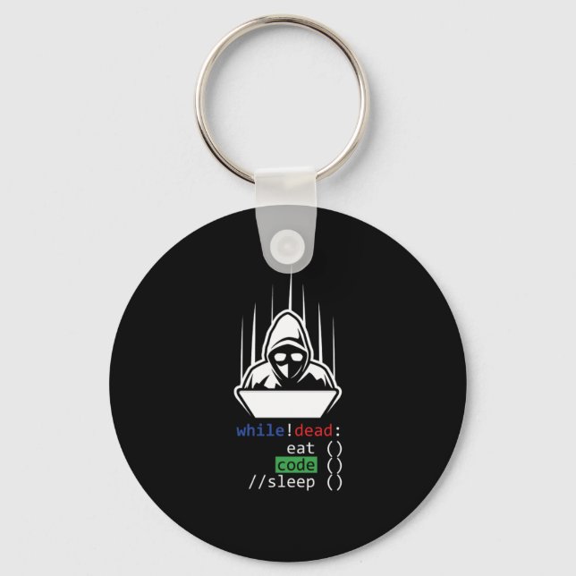 Code While Dead Coder Programmer Coding PC Gift Keychain (Front)