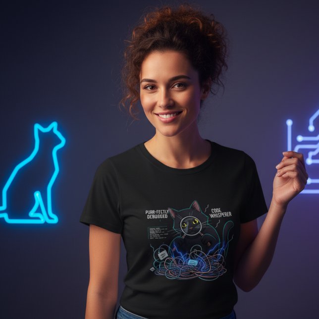 Code Whisperer Développeur Chat Femme noir T-shirt (Code AND Cat Whisperer)