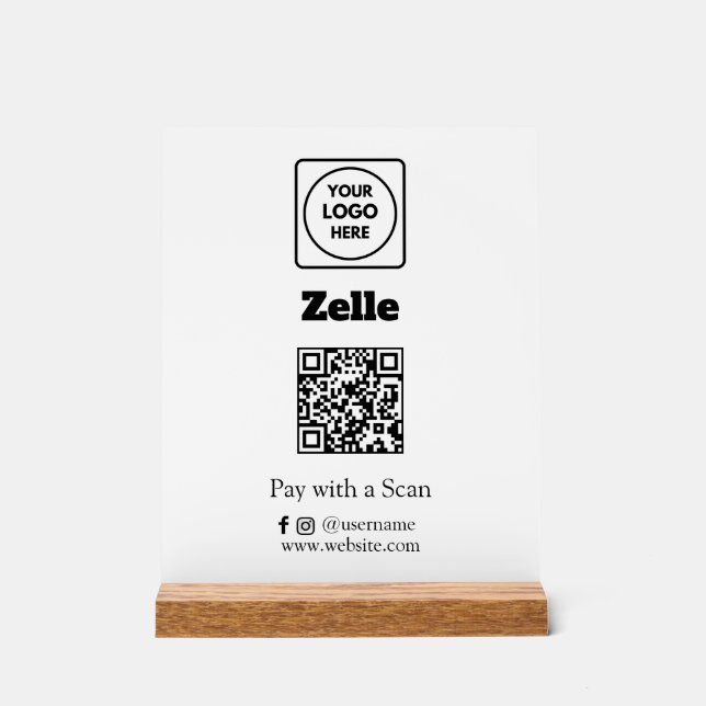 Code Zelle QR | Logo d'entreprise personnalisé de  (Recto)