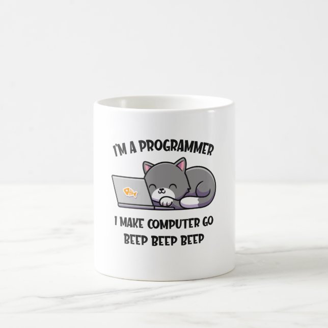 Coder Cat Programmer Funny Computer Scientist Coffee Mug (Center)