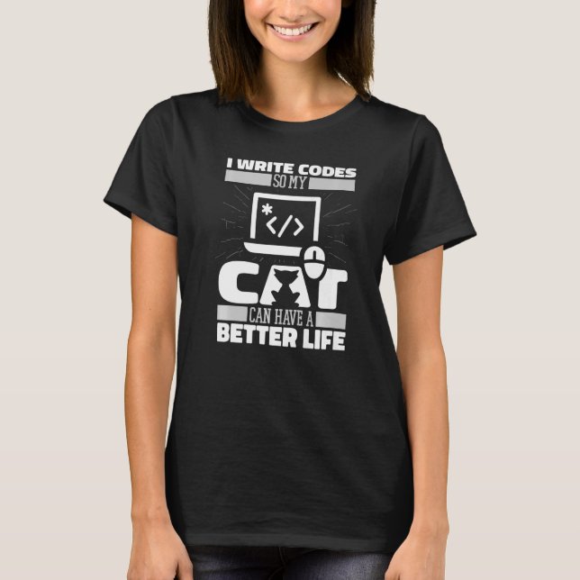 Coder Cat Software Engineer Developer Coding  Prog T-Shirt (Front)