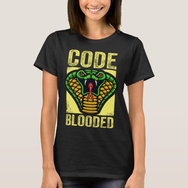 Coder coding coder computer snake developer T-Shirt (Front)