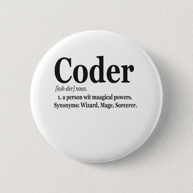 Coder Definition Funny Cute Computer Nerd Gift 2 Inch Round Button (Front)