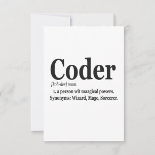 Coder Definition Funny Cute Computer Nerd Gift Thank You Card