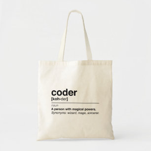 Coder definition tote bag