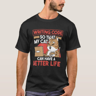 Coder Developer Software Engineer Coding Cat Prog T-Shirt