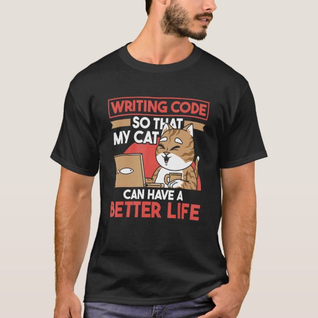 Coder Developer  Software Engineer Coding Cat Prog T-Shirt (Front)