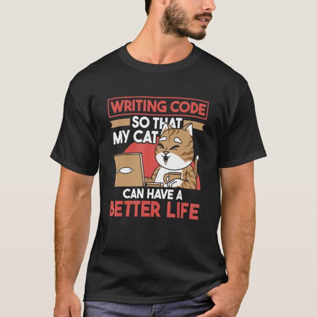 Coder Developer  Software Engineer Coding Cat Prog T-Shirt (Front)