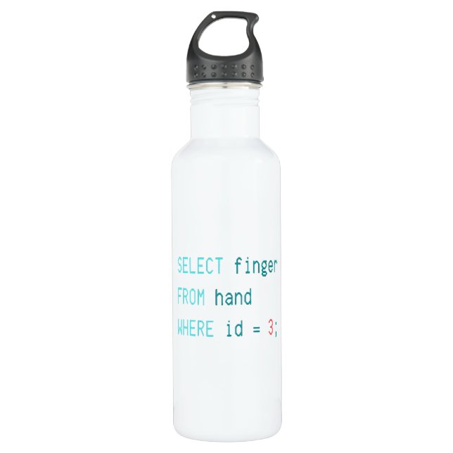 CODER MIDDLE FINGER - SELECT FINGER FROM HAND 710 ML WATER BOTTLE (Front)