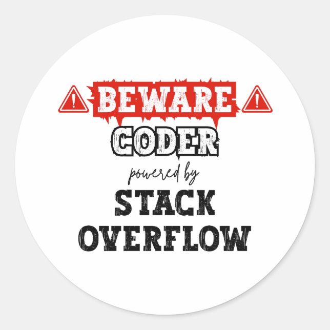 Coder Powered By Stack Overflow | Programming Classic Round Sticker (Front)