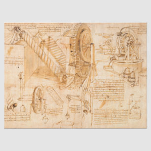 Codex Atlanticus, Hydraulic Machines by da Vinci Tissue Paper
