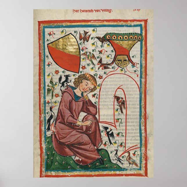 Codex Manesse Herr Heinrich von Veldeke Poster (Front)