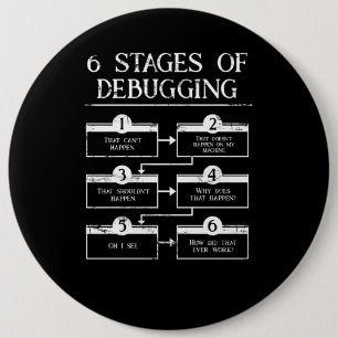 Coding 6 Stages Of Debugging Computer Programming Inch Round Button