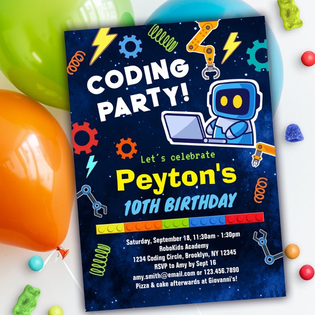 Coding Anniversaire Invitation de fête pour enfant (Créateur téléchargé)